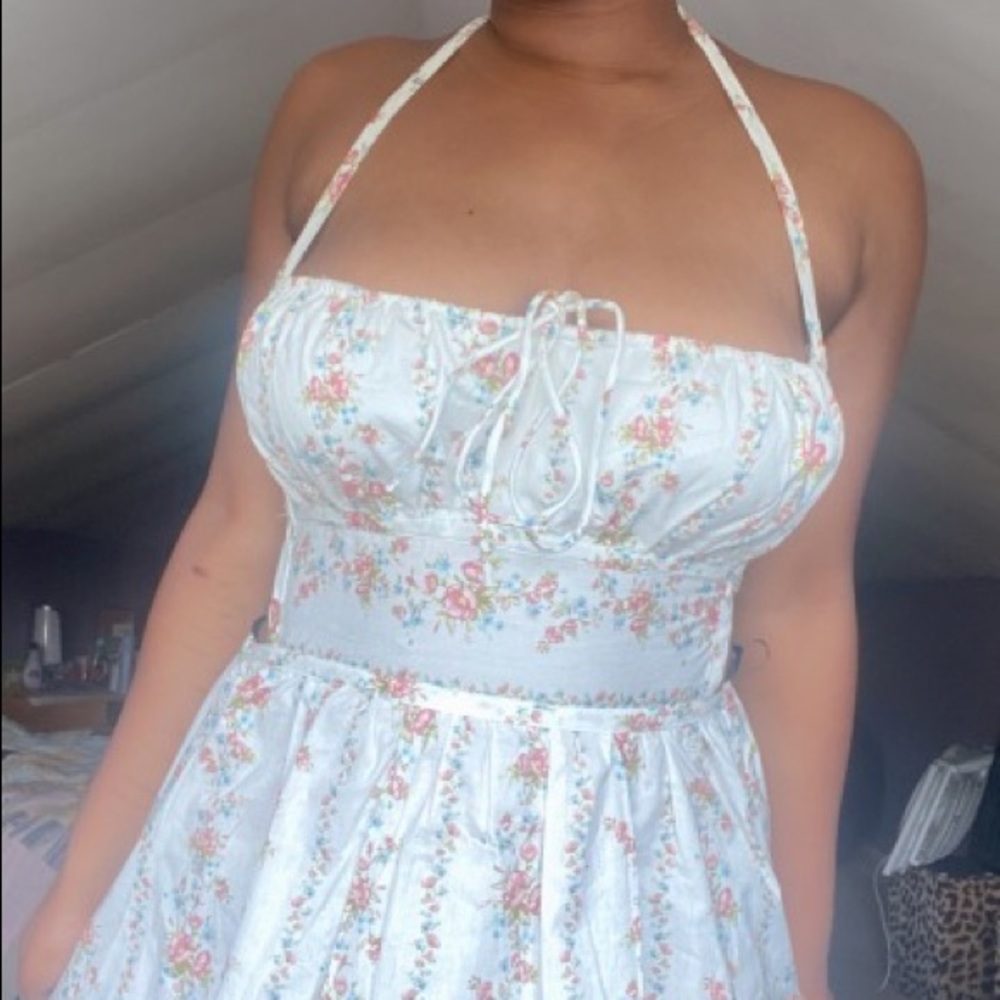 Floral Lace Back Mini Dress